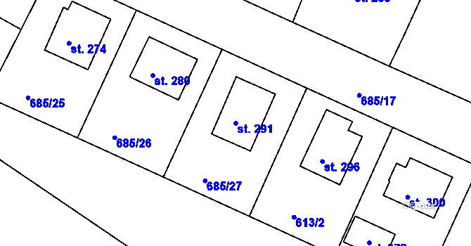 Parcela st. 291 v KÚ Herálec, Katastrální mapa