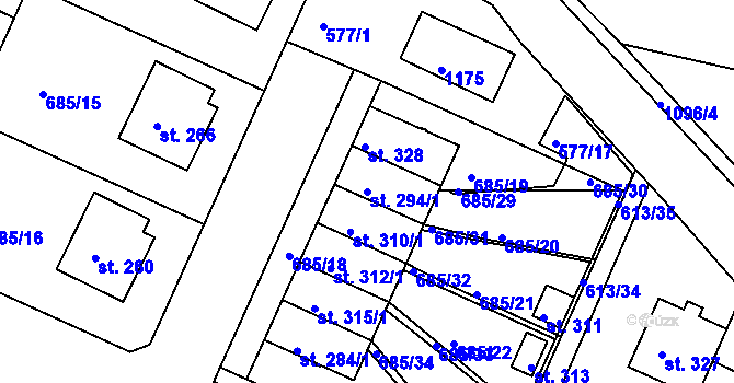 Parcela st. 294/1 v KÚ Herálec, Katastrální mapa