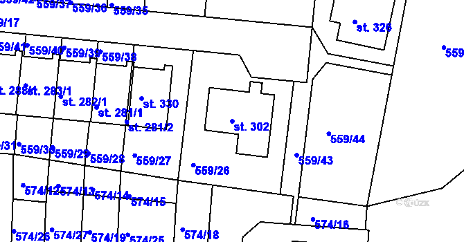 Parcela st. 302 v KÚ Herálec, Katastrální mapa