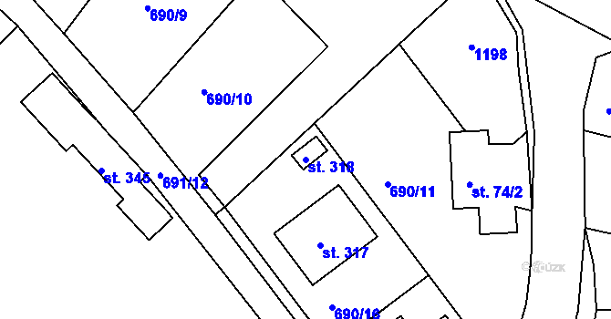 Parcela st. 318 v KÚ Herálec, Katastrální mapa