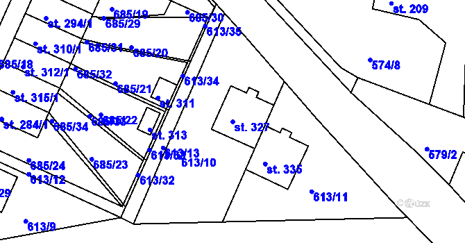 Parcela st. 327 v KÚ Herálec, Katastrální mapa