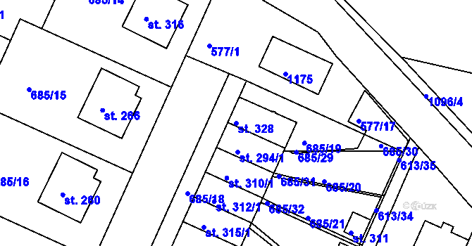 Parcela st. 328 v KÚ Herálec, Katastrální mapa
