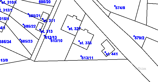 Parcela st. 335 v KÚ Herálec, Katastrální mapa