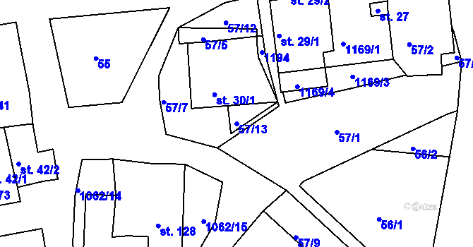 Parcela st. 57/13 v KÚ Herálec, Katastrální mapa