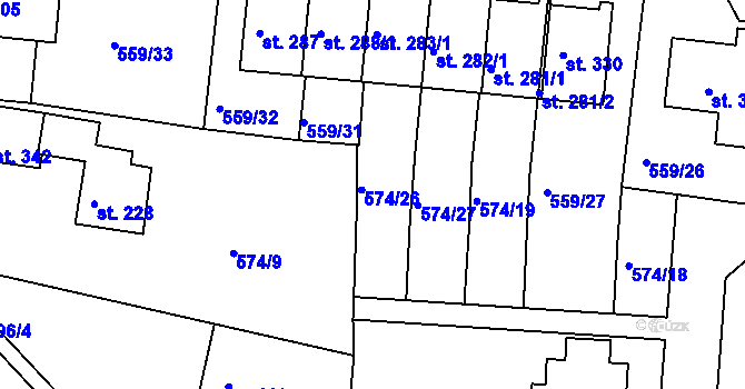 Parcela st. 574/12 v KÚ Herálec, Katastrální mapa