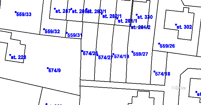 Parcela st. 574/13 v KÚ Herálec, Katastrální mapa