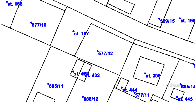 Parcela st. 577/12 v KÚ Herálec, Katastrální mapa