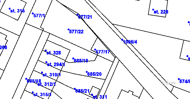 Parcela st. 577/17 v KÚ Herálec, Katastrální mapa