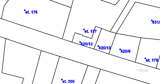 Parcela st. 620/12 v KÚ Herálec, Katastrální mapa