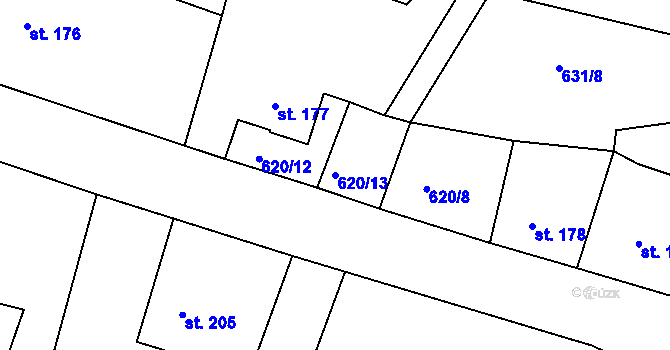 Parcela st. 620/13 v KÚ Herálec, Katastrální mapa