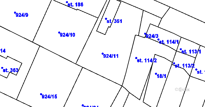 Parcela st. 924/11 v KÚ Herálec, Katastrální mapa