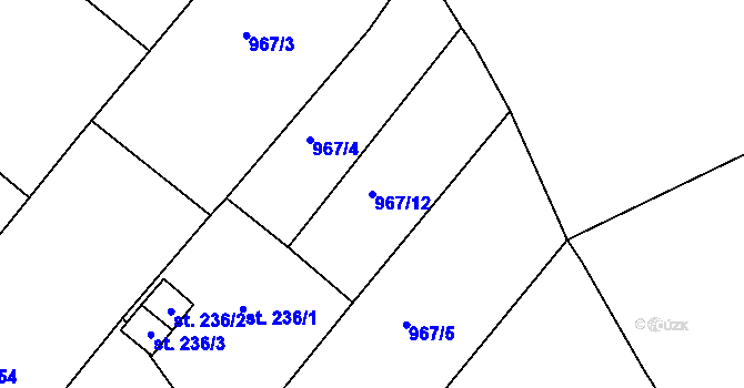 Parcela st. 967/12 v KÚ Herálec, Katastrální mapa