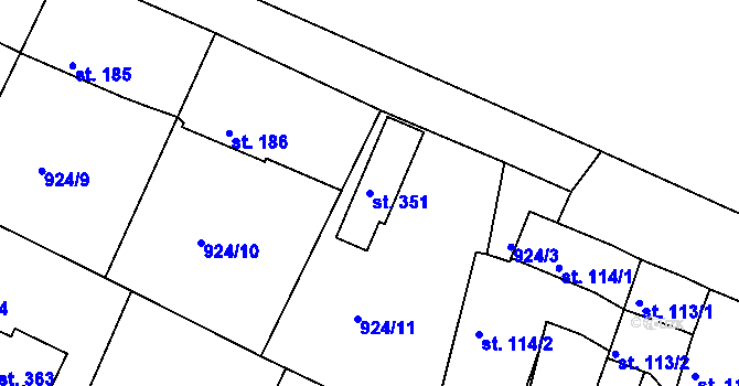 Parcela st. 351 v KÚ Herálec, Katastrální mapa