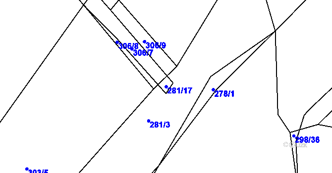 Parcela st. 281/17 v KÚ Herálec, Katastrální mapa