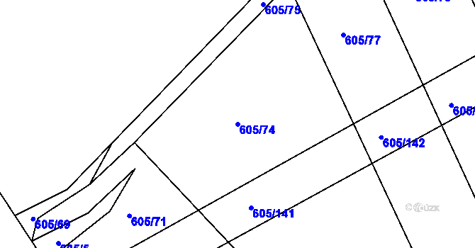 Parcela st. 605/74 v KÚ Herálec, Katastrální mapa