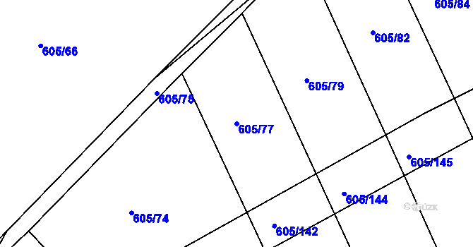 Parcela st. 605/77 v KÚ Herálec, Katastrální mapa