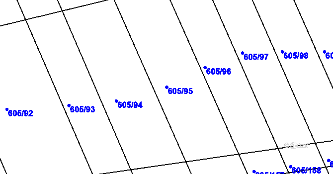 Parcela st. 605/95 v KÚ Herálec, Katastrální mapa