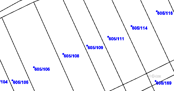 Parcela st. 605/109 v KÚ Herálec, Katastrální mapa