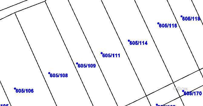 Parcela st. 605/111 v KÚ Herálec, Katastrální mapa