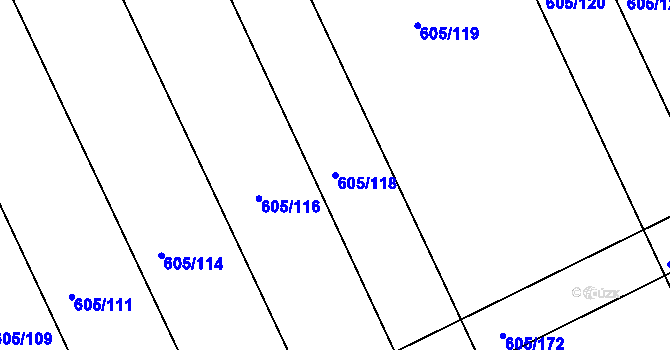 Parcela st. 605/118 v KÚ Herálec, Katastrální mapa