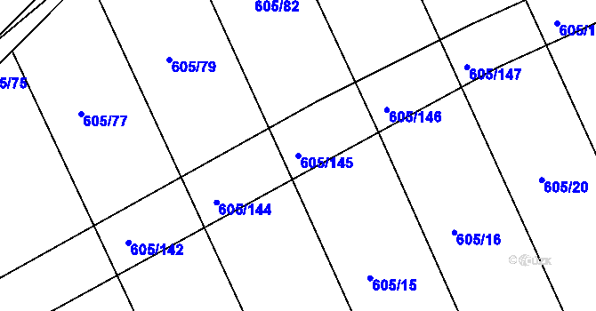 Parcela st. 605/145 v KÚ Herálec, Katastrální mapa