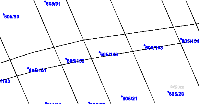 Parcela st. 605/148 v KÚ Herálec, Katastrální mapa