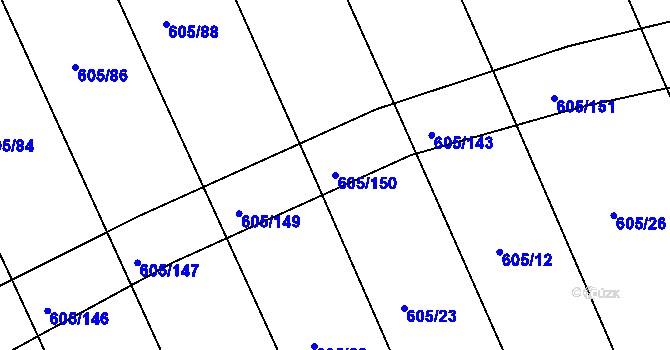 Parcela st. 605/150 v KÚ Herálec, Katastrální mapa