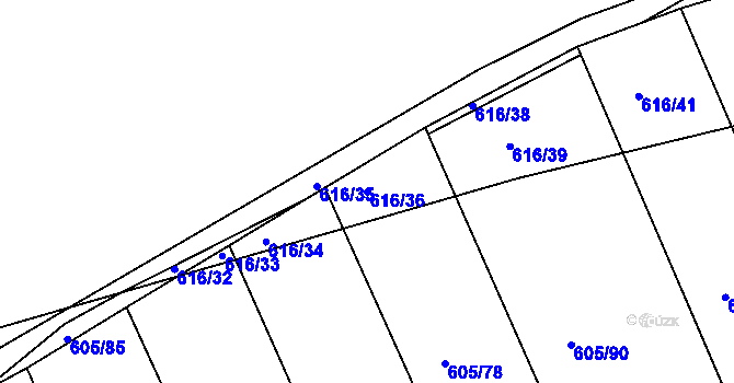 Parcela st. 616/36 v KÚ Herálec, Katastrální mapa