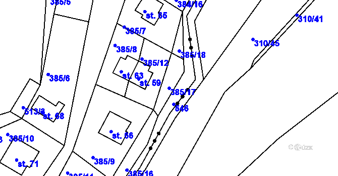 Parcela st. 385/17 v KÚ Koječín, Katastrální mapa