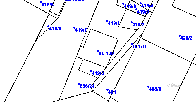 Parcela st. 130 v KÚ Český Herálec, Katastrální mapa