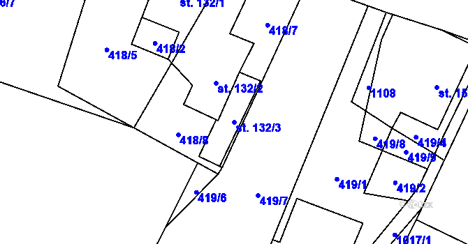 Parcela st. 132/3 v KÚ Český Herálec, Katastrální mapa