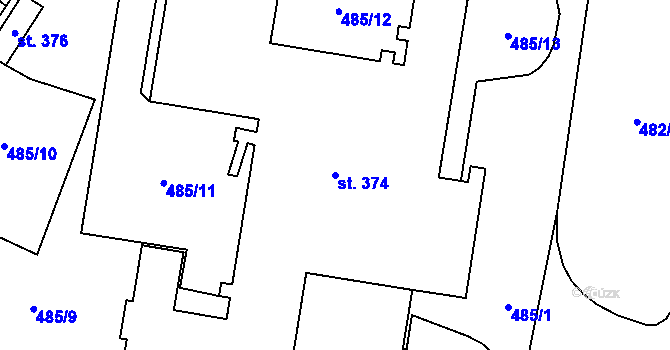 Parcela st. 374 v KÚ Český Herálec, Katastrální mapa