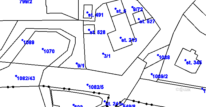 Parcela st. 3/1 v KÚ Český Herálec, Katastrální mapa
