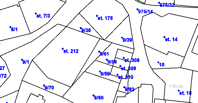 Parcela st. 9/61 v KÚ Český Herálec, Katastrální mapa