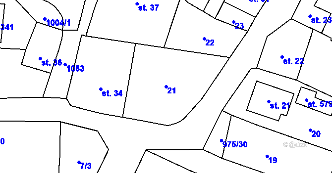 Parcela st. 21 v KÚ Český Herálec, Katastrální mapa