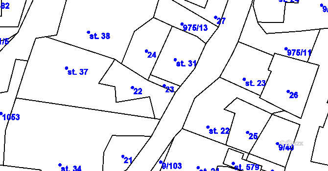 Parcela st. 23 v KÚ Český Herálec, Katastrální mapa