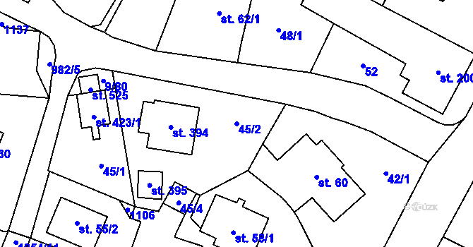 Parcela st. 45/2 v KÚ Český Herálec, Katastrální mapa