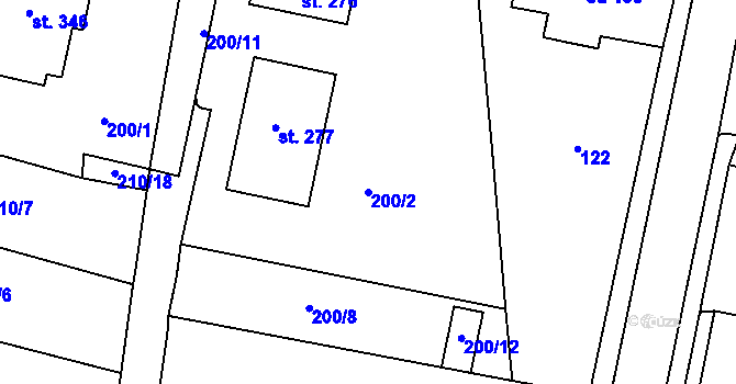 Parcela st. 200/2 v KÚ Český Herálec, Katastrální mapa