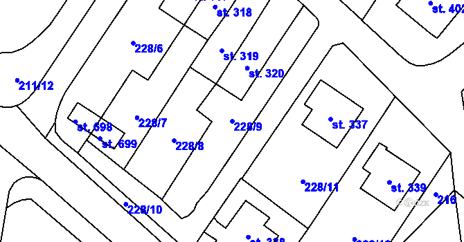 Parcela st. 228/9 v KÚ Český Herálec, Katastrální mapa