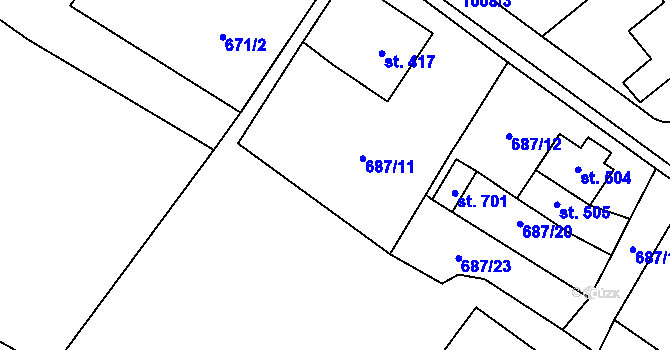 Parcela st. 687/21 v KÚ Český Herálec, Katastrální mapa