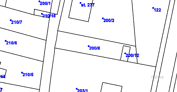 Parcela st. 200/8 v KÚ Český Herálec, Katastrální mapa