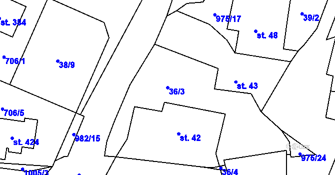 Parcela st. 36/3 v KÚ Český Herálec, Katastrální mapa