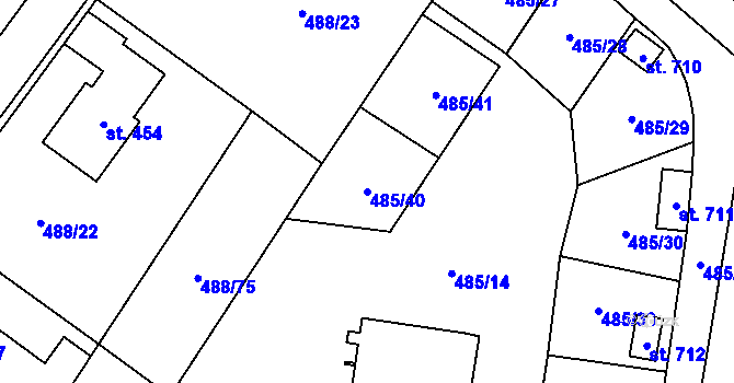 Parcela st. 485/40 v KÚ Český Herálec, Katastrální mapa