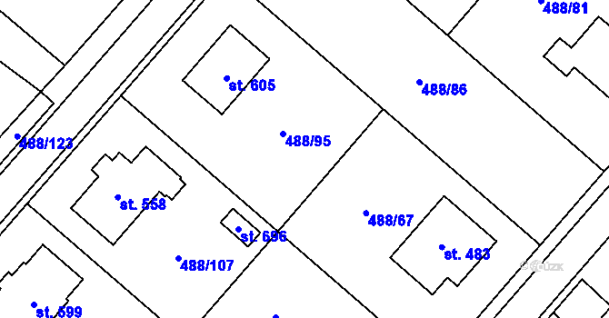 Parcela st. 488/105 v KÚ Český Herálec, Katastrální mapa