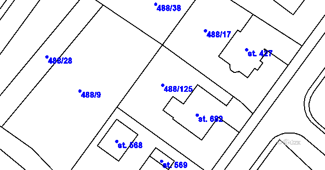 Parcela st. 488/125 v KÚ Český Herálec, Katastrální mapa