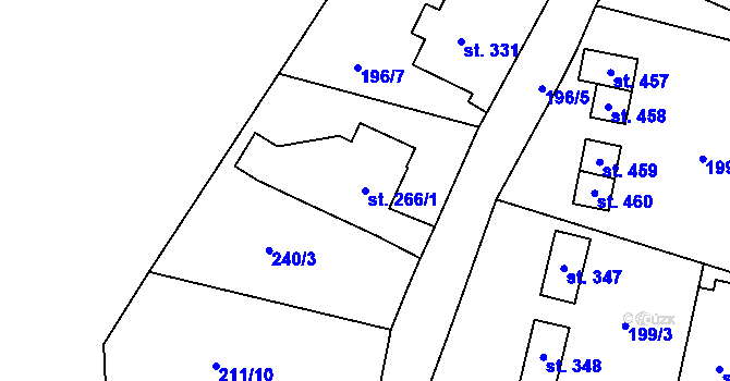 Parcela st. 266/1 v KÚ Český Herálec, Katastrální mapa
