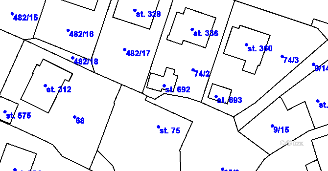Parcela st. 692 v KÚ Český Herálec, Katastrální mapa