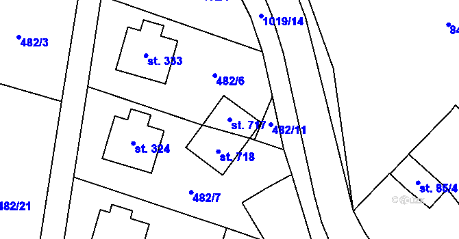Parcela st. 717 v KÚ Český Herálec, Katastrální mapa
