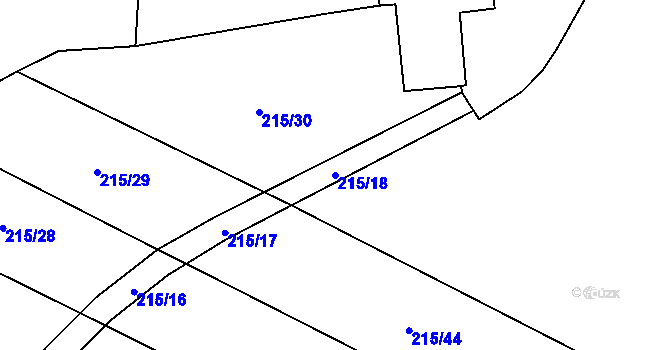 Parcela st. 215/18 v KÚ Kocanda, Katastrální mapa