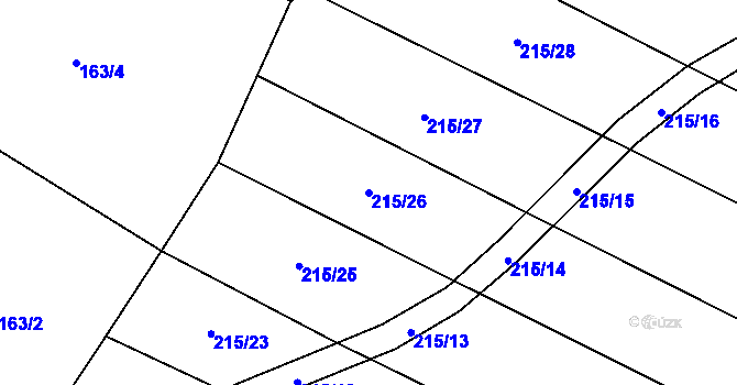 Parcela st. 215/26 v KÚ Kocanda, Katastrální mapa